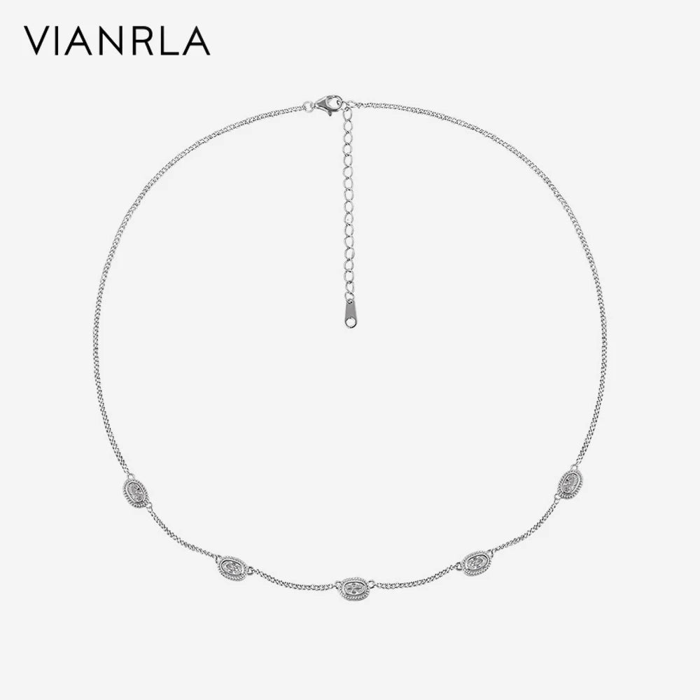 VIANRLA Necklace 925 Sterling Silver Bead Pendant Herringbone Chain Necklace Dainty Jewelry