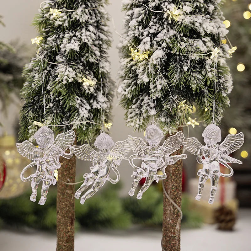 New Year Gift Acrylic Angel Pendants Transparent Crystal Christmas Tree Hanging Ornament