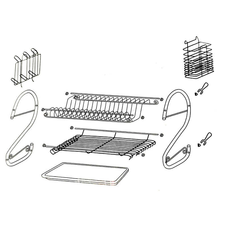 Space-Saving 2-Level Stainless Steel Drying Storage Rack-Detachable Knock-Down Design for Dishes Bowls & Sponge Holder