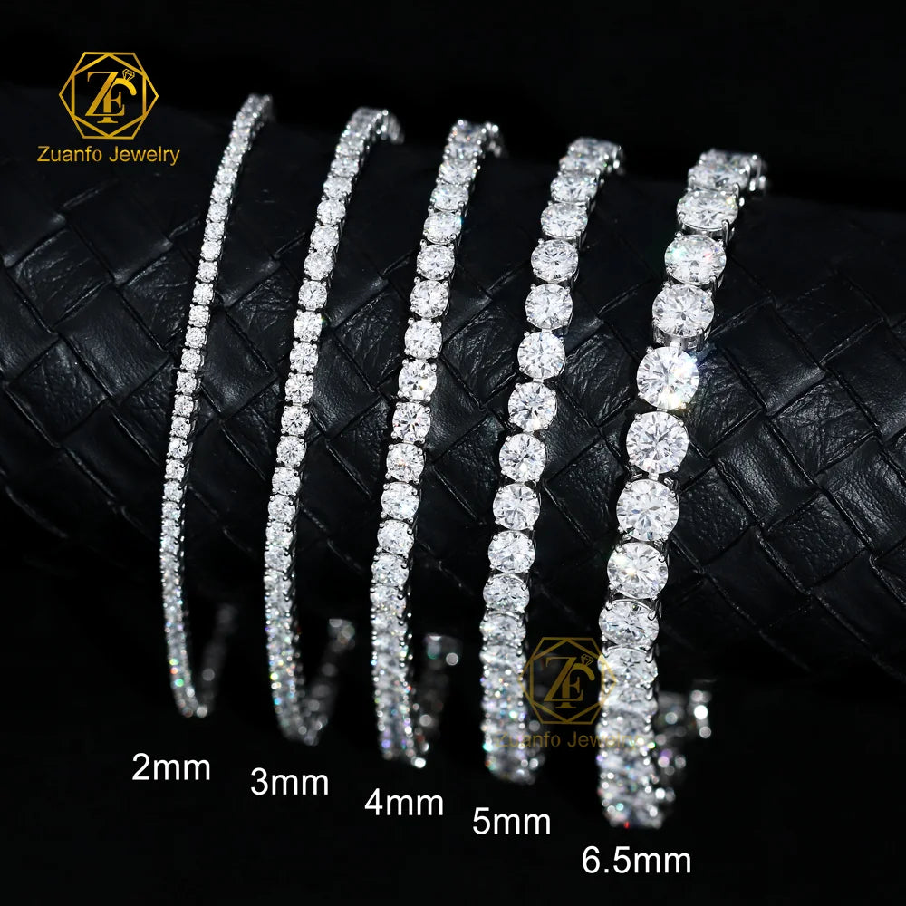 Ready to Ship 925 Silver Moissanite Diamond Tennis Bracelet 2mm 3mm 4mm 5mm Chains for Gifts Parties