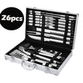 26 PCS Stainless Steel BBQ & Outdoor Grill Accessories Kitchen Utensil Sets Metal Tool Set