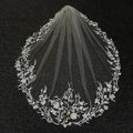 LUOXIN Elegant Lace Wedding Veil One Layer White Ivory Bridal Veil with Comb for Women