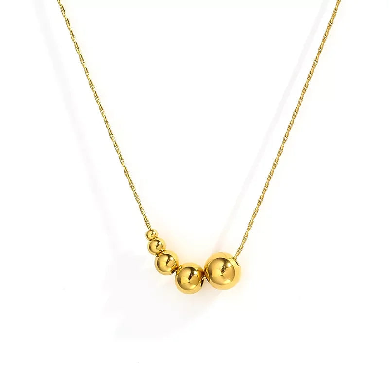 High-Grade Stainless Steel Gold Ball Beads Necklace for Women New Luxury Clavicle Chain with Pendant Trendy Style for Gifts