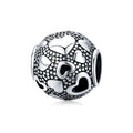925 Sterling Silver Retro Heart Round Beads Fit Bracelet Charms Pendant Vintage Jewelry for Women Silver Accessories SCC1451