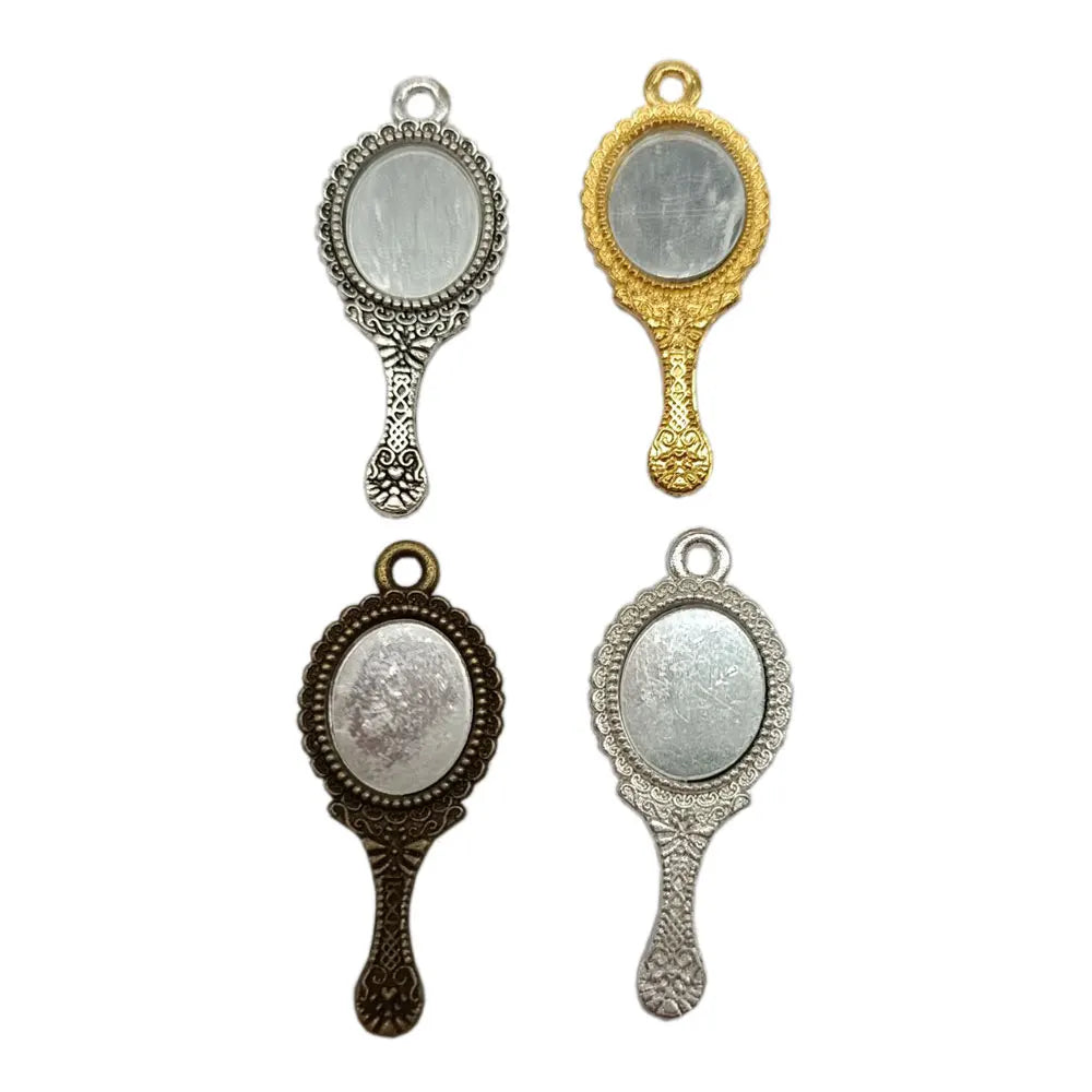 Designer Charms Ancient Silvery Copper Golden Plated Alloy Mirror Beads for Diy Bracelets Jewelry Making Bulk