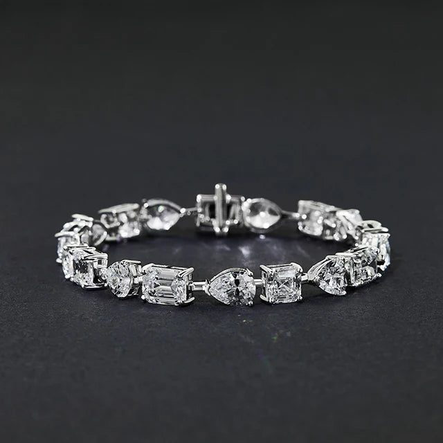 925 Sterling Silver Water Droplet Geometric Shape Bracelet for Women Classic Orthodox Charm Bracelets Zircon for Gifts Parties
