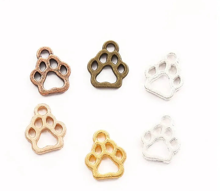 Dog Paw Cat Footprint Tibetan Silver Plated Pendants Charm DIY Jewelry Making Findings