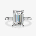 925 Sterling Silver Emerald Cut With Baguette Side Stones CZ Statement Engagement Ring for Women