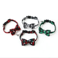 Christmas Series Pet Collars Cute Bowtie Kitty Cat and Snowflake Bow Dog Collar with Plaid Bells