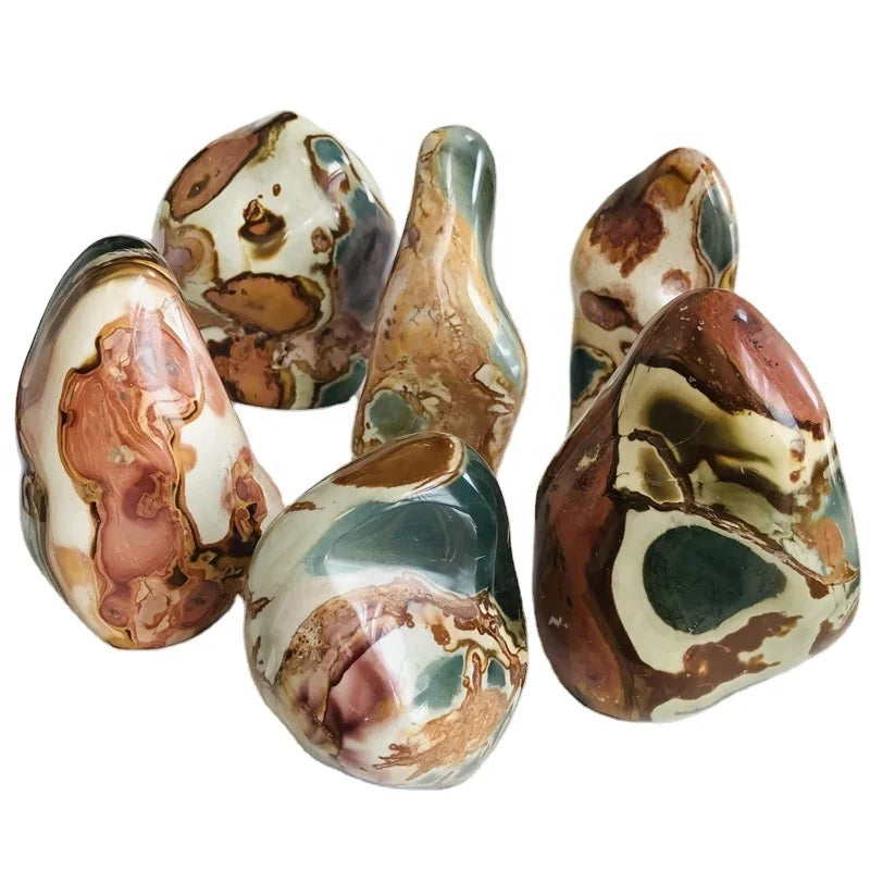 Hot Sale Natural Polished Colorful Crystal Stand Ocean Jasper Flame For Decoration