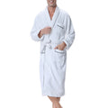 Cotton Jacquard Velour Bathrobe Custom Unisex Knee Length Hotel Spa Bath Robe with Piping Trim Luxury Bathrobe for Men Women