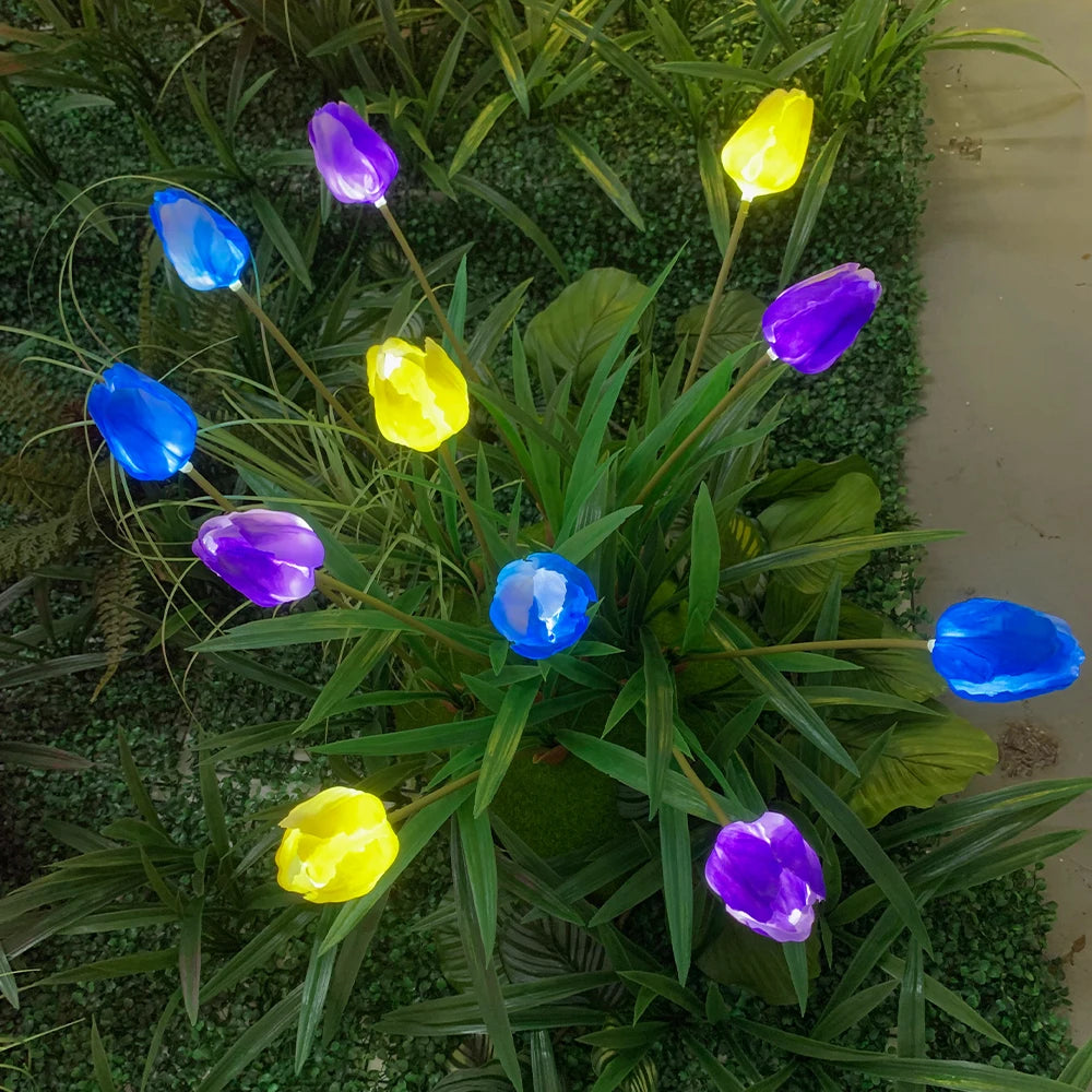 Momovalley Fairyland Wonderland Waterproof Garden Led Bouquet of Aritificial Tulip Flower Light Decoration New Year Event Decor