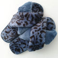 Fluffy Indoor for Slippers for Ladies Fashionable Light Weight Soft Faux Fur Leopard Print Cross Band Warm House Indoor MegaBDM