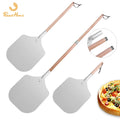 Folding Aluminum Pizza Peel Plus Long Two-section Pizza Shovel with Wooden Handle Wooden Handle Aluminum l Baking