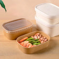Disposable Rectangular Kraft Paper Lunch Box for Food Packed Sushi Degradable Salad Take Away with Matt Lamination Printing