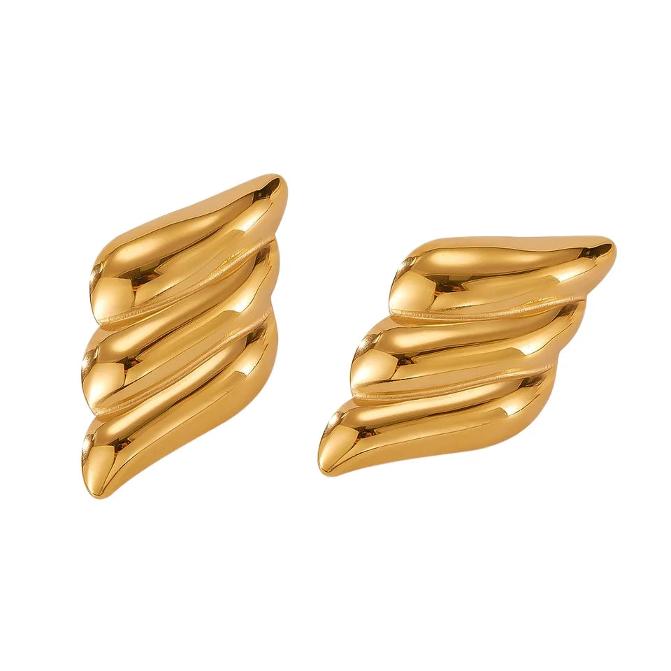 Women's Trendy 18K Gold Plated 304 Stainless Steel Stud Earrings Fashion Jewelry Accessories with Silver Pin Post Perfect Gift
