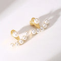 Elegant Simple Jewelry Pearl Stud Earrings Adjustable Titanium Steel Small Round Pearl Stainless Steel Brass CHRISTIAN Vintage