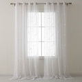 Custom White Geometric Pattern Living Room Window Tulle Sheer Embroidered Drapes Curtains Rideau Voilage Embroidery Design