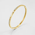 Latest 18K Gold Plated Stainless Steel Jewelry Geometric Zircon White Shells Cuff Bangle Waterproof for Woman Bracelet B242458