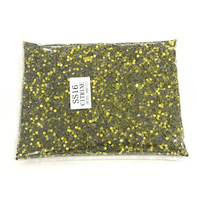 Hot Selling Black Glue Back Loose Hot Fix Crystals Bulk Package Rhinestones Dmc Heat Transfer for T-shirt Garment