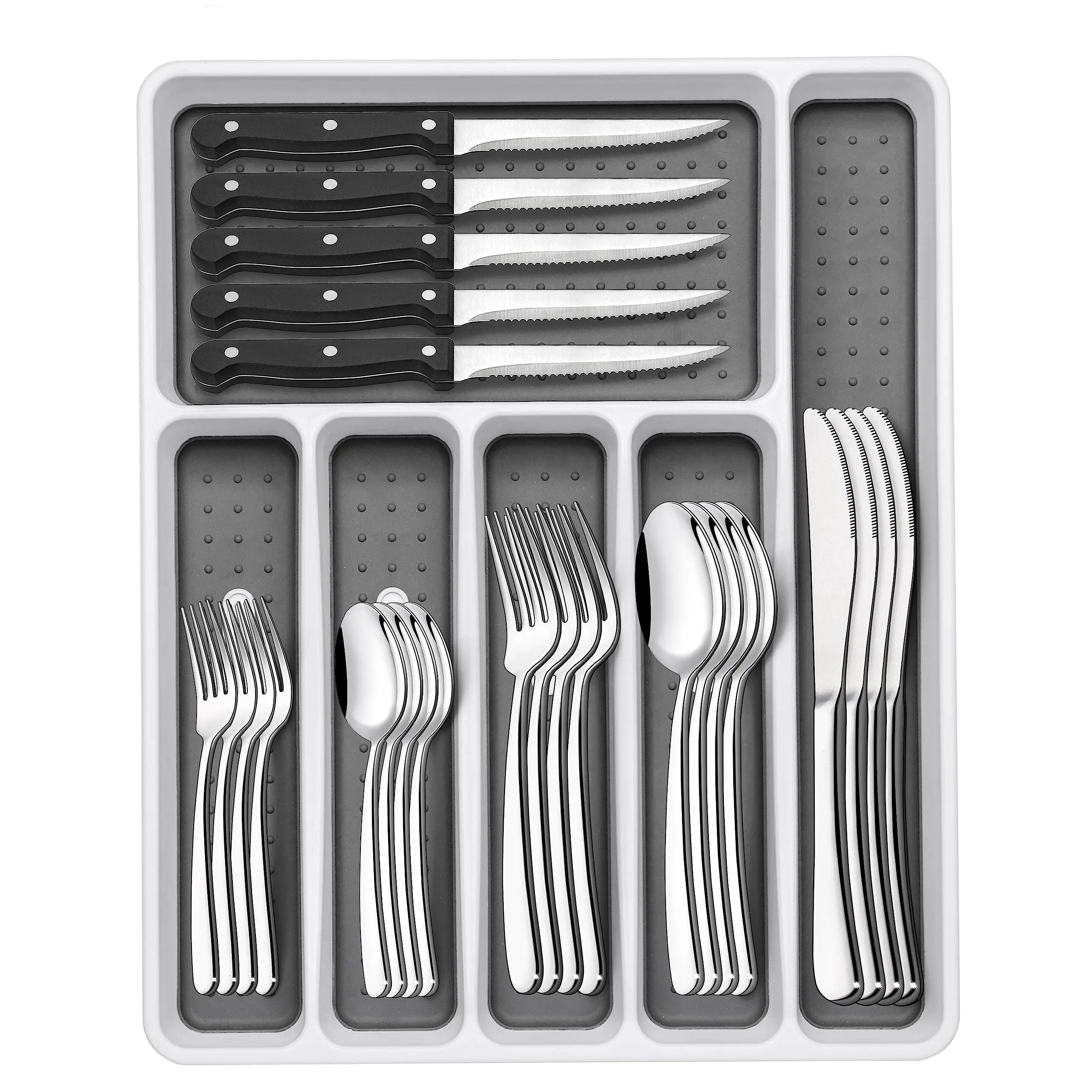 Good Quality Stainless Steel Modern Luxury European 49 Piece Cutlery Set Knife Fork Spoon Flatware Silverware With Organizer