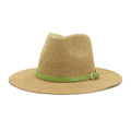 X1390 Men's Vintage Jazz Cap Adult Fashion Summer Grass Hat with Wide Brim and Straw for Sun Protection