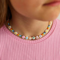 Qiuhan Bohemian Hand Woven Little Daisy Flowers Rainbow Acrylic Custom Name Necklace
