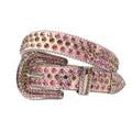 Hot Pink Cowgirl Western Wedding Rhinestones Belt Women Shiny Diamond Studded Leather Waist Belt for Jeans