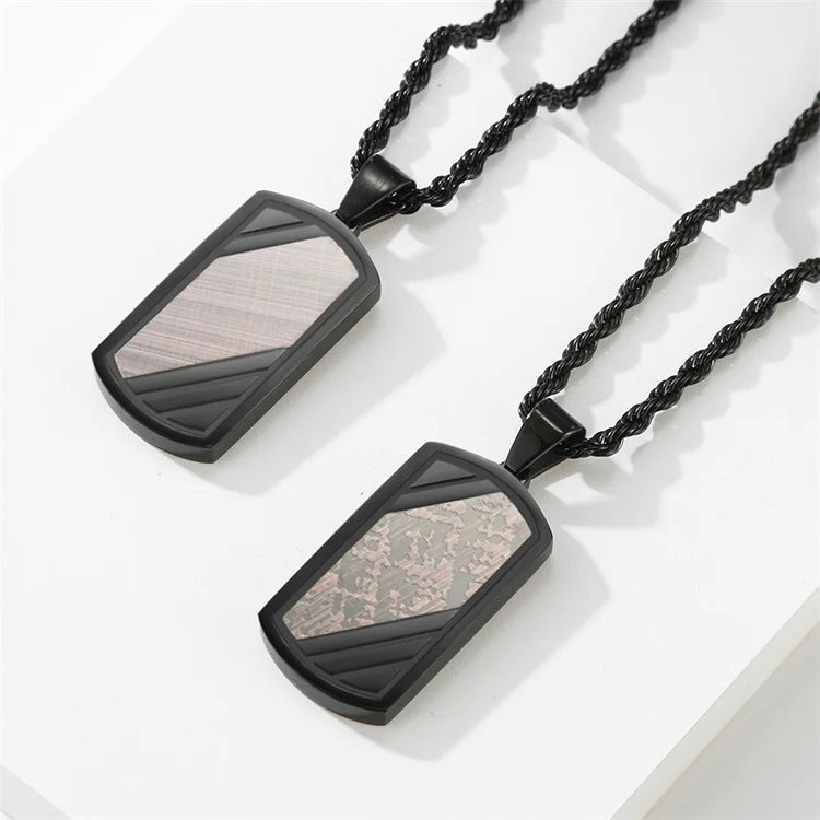 Original New Design Men's Stainless Steel Jewelry Bronze and Black Two Tone Plated Fashion Jewelry Geometric Pendant Necklace