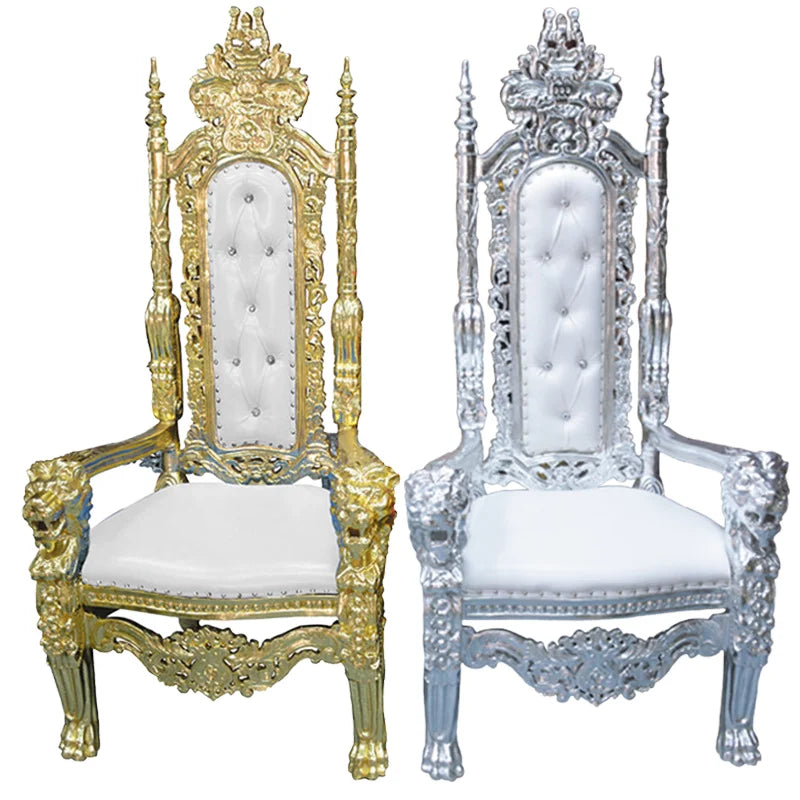2025 Luxury Lion King Queen Throne Chairs Modern White Handmade Event Furniture for Hotels Weddings and Villas Spring Trendy