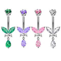 14G Dangle Butterfly Belly Rings 10mm Belly Bars Stainless Steel Belly Button Bars Navel Piercing Jewelry Wedding Unisex 5