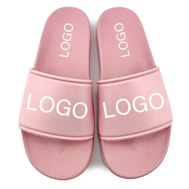 Greatslides Custom Logo Womens SandalsCustom Slides for WomenPink Slides Slippers Flat Sandals for Women and Ladies