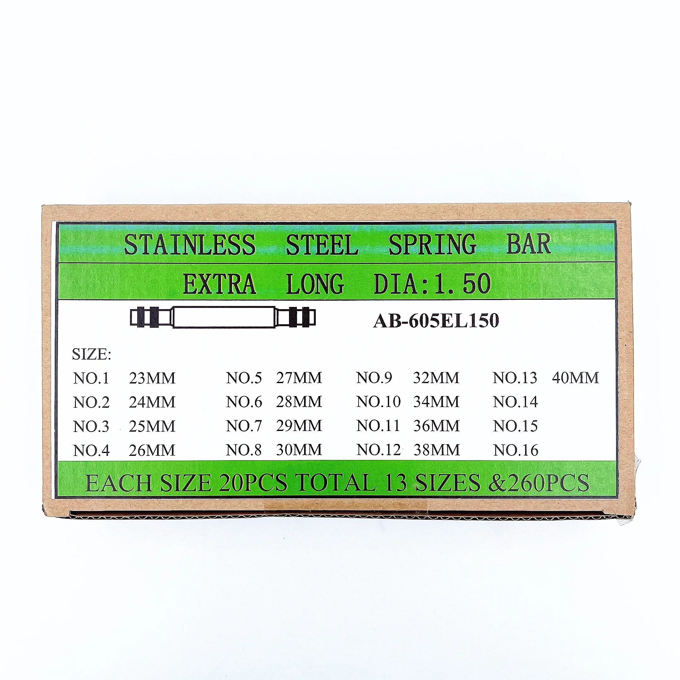 Watch Accessories 23-40MM 260PCS Stainless Steel Extended Spring bar for Watchmaker Watch Parts