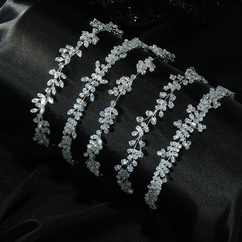 Fashionable High-grade Zircon Headband Silver Plating Zircon Thin Hair Hoop Hairband Hot Sale Luxury Diamond Headband