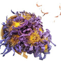 Lan Lian Hua Nymphaea Caerulea Natural China Blue Lotus Flower Health Tea Bulk Sachet Raw Fresh Blooming Tea