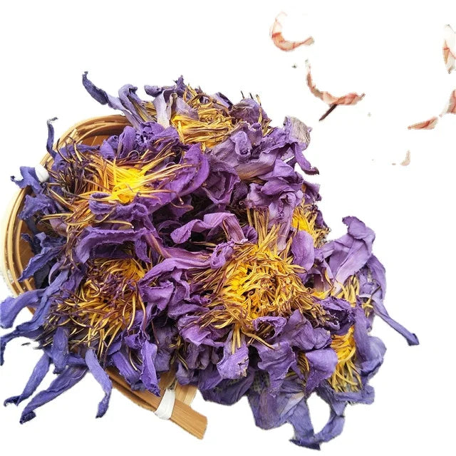 Lan Lian Hua Nymphaea Caerulea Natural China Blue Lotus Flower Health Tea Bulk Sachet Raw Fresh Blooming Tea