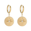 New Ins Style Eight Point Star Round Badge Hook Clip Stainless Steel Earring Hoop