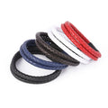 Simple Design Stainless Steel Clasp Double Layer Real Leather Bracelet Jewelry for Men