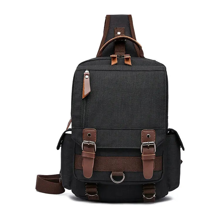 Outdoor Cotton 16OZ Canvas Custom Print Logo  Backpack Side Sling Crossbody Luggage Travel Shoulder Messenger Bag for Men Women