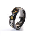 8mm Tungsten Galaxy Ring Crushed Blue Sandstone and Watch Parts Inlay Couple Wedding Band for Men Women