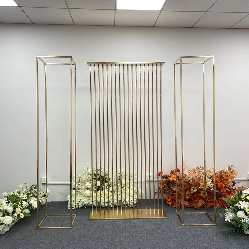 Gaojian Gold-Plated Wrought Iron Simple Silk Flower Arched Door Stage Background Decorative Screen Backdrop Wedding Decoration