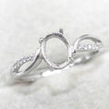 Sterling Silver 7*10mm Semi Mount Ring Empty Frame Blank Support Setting S925 Base Holder Without Center Stone for DIY Inlay