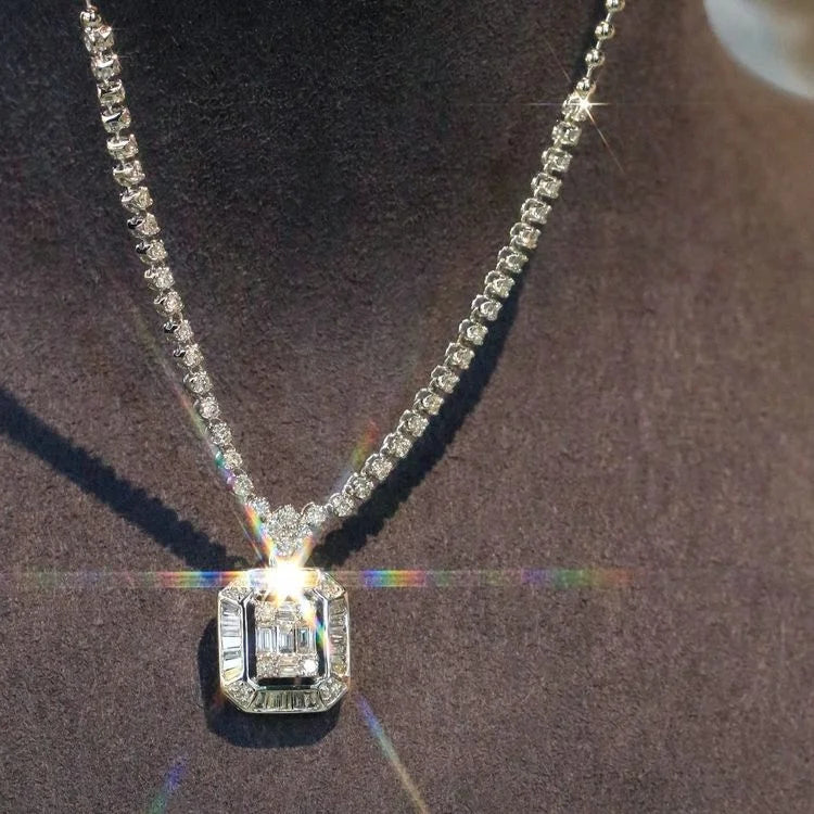 Ruyi DE Color Vvs Diamond Pendant Chain Necklace Big 1.5CTW Fine Jewelry 18K Gold Pendant Chain Necklace