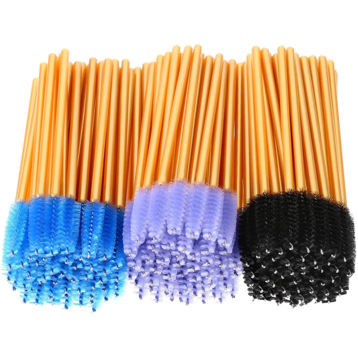 Makeup Cosmetic Eyelash Extension Disposable Mascara Wands Stainless Steel Eyelash Brush Eyebrow Eye Lash Brush Gold Handle