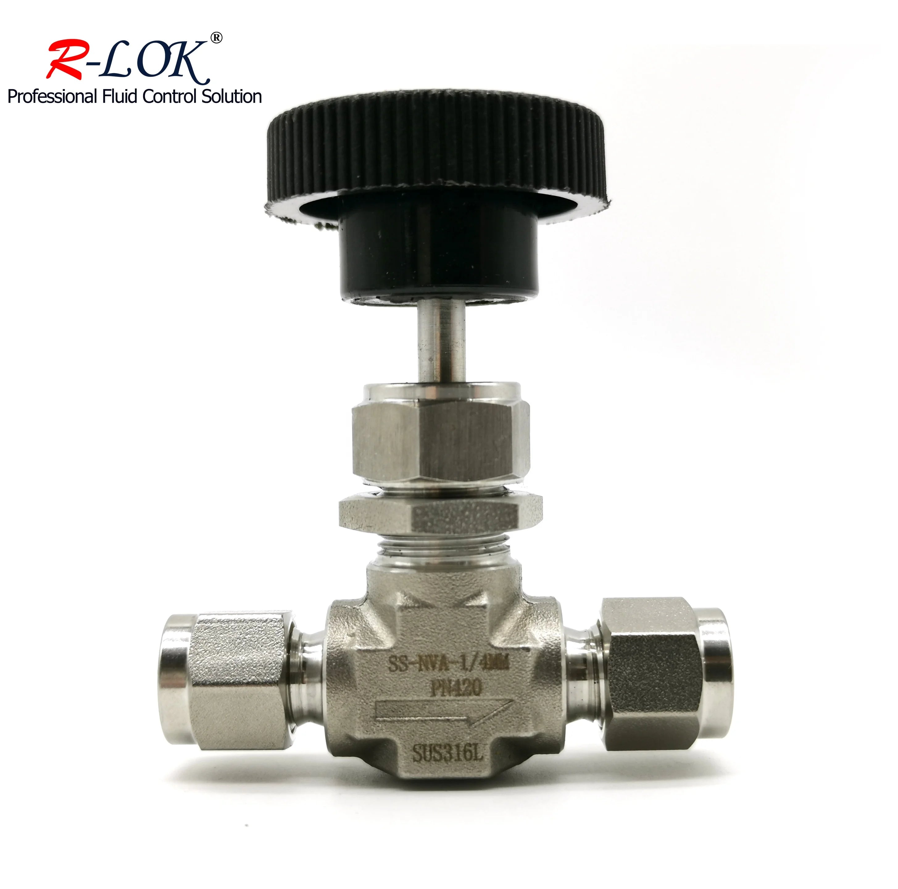 Needle Control Valve Instrument Pneumatic Gas Flow Control Compression Stainless Steel Needle Valve