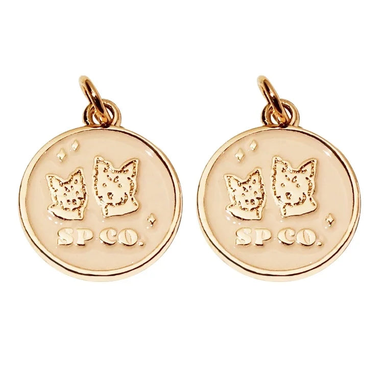Personalized Custom logo Dog Collar Tags Round Shape Enamel Charms Embossed Mini Pendant for Bracelet