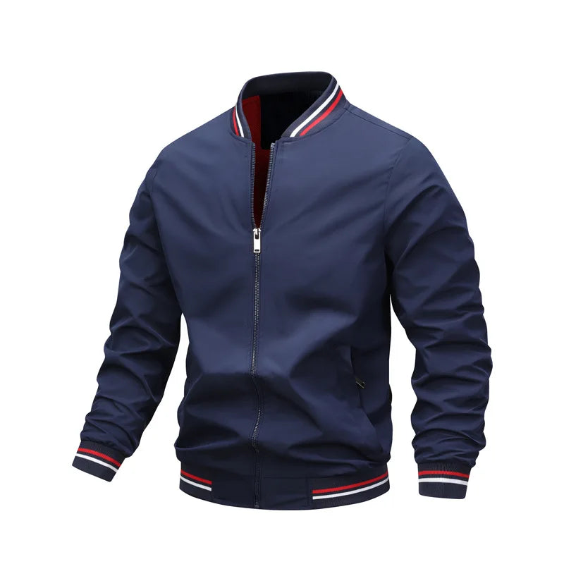 Men Winter Fall Casual Bomber Coat Turtleneck Zipper up  Lightweight Windbreaker Jackets