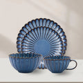 Wholesale Custom Degin Ceramic Stoneware Creative Blue Glazed Cutlery Set Restaurant Dinner Plates Dinnerware Sets