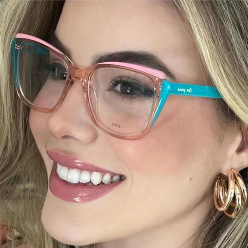5210 Retro Double Color Cat Eye Women Glasses Frame Fashion Clear Blue Light Blocking Optical Men Eyewear Frame