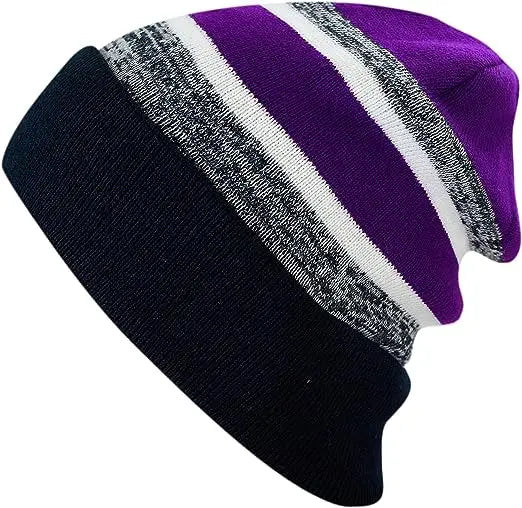 Custom Soft Cuff Pom Pom Stripe Knit Winter Beanie 3D Embroidered Skull Slouch Ski Hat Dot Plaid Character for Beach Business